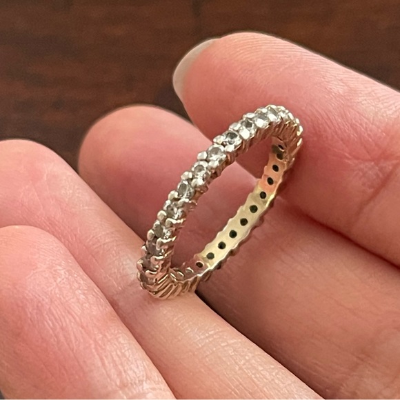 Vintage Jewelry - Cubic zirconia gold plated solid sterling silver size 7.0 eternity ring